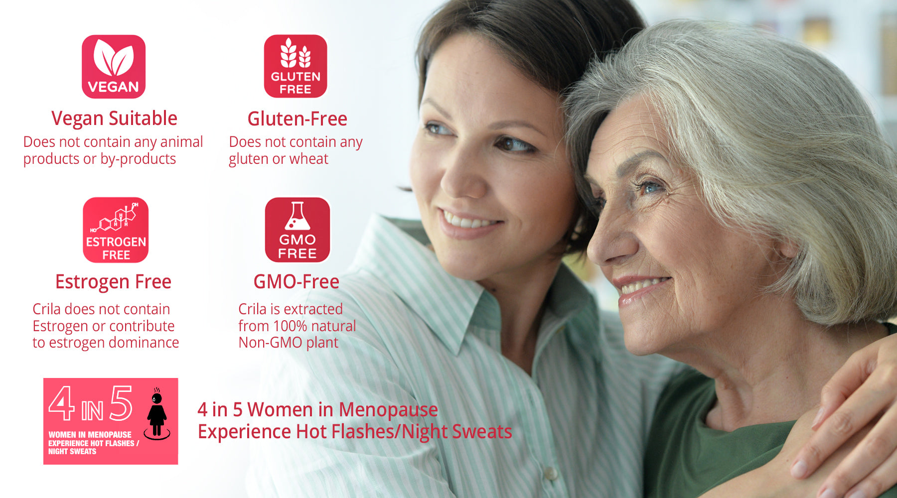 Estrogen Free Vegan Gluten-Free | menopause natural remedies |How to stop hot flashes fast  Free us shipping | www.crilahealth.com 